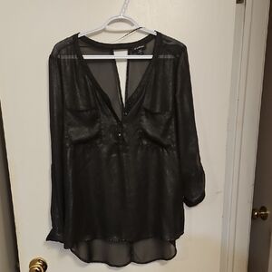 Le Chateau Elegant Black Sheer Blouse